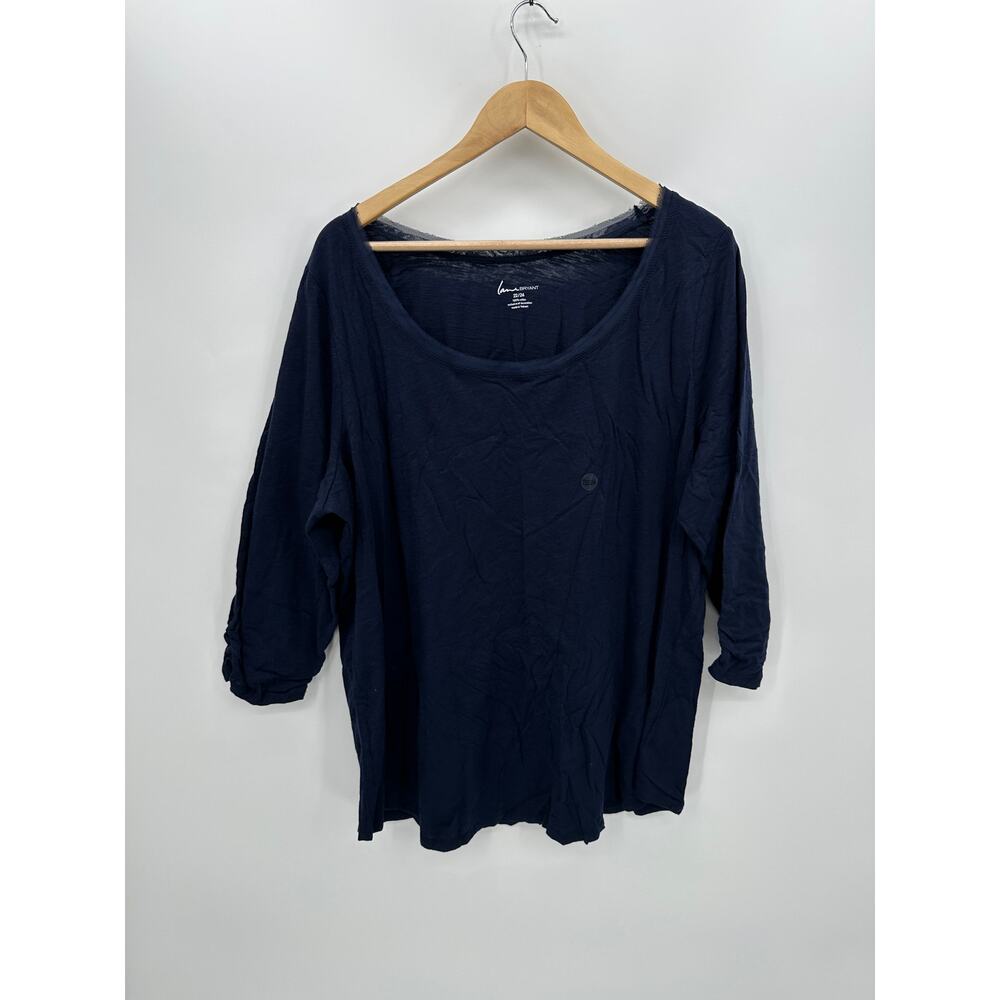 Lane bryant‎ Shirt Women 22/24 Navy Blue NWT 1/2 Sleeve Cinch Cotton Casual